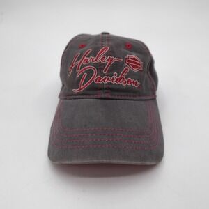 Harley Davidson Hat Cap Adult Strap‎ Back Gray Pink Motorcycle Riding USA